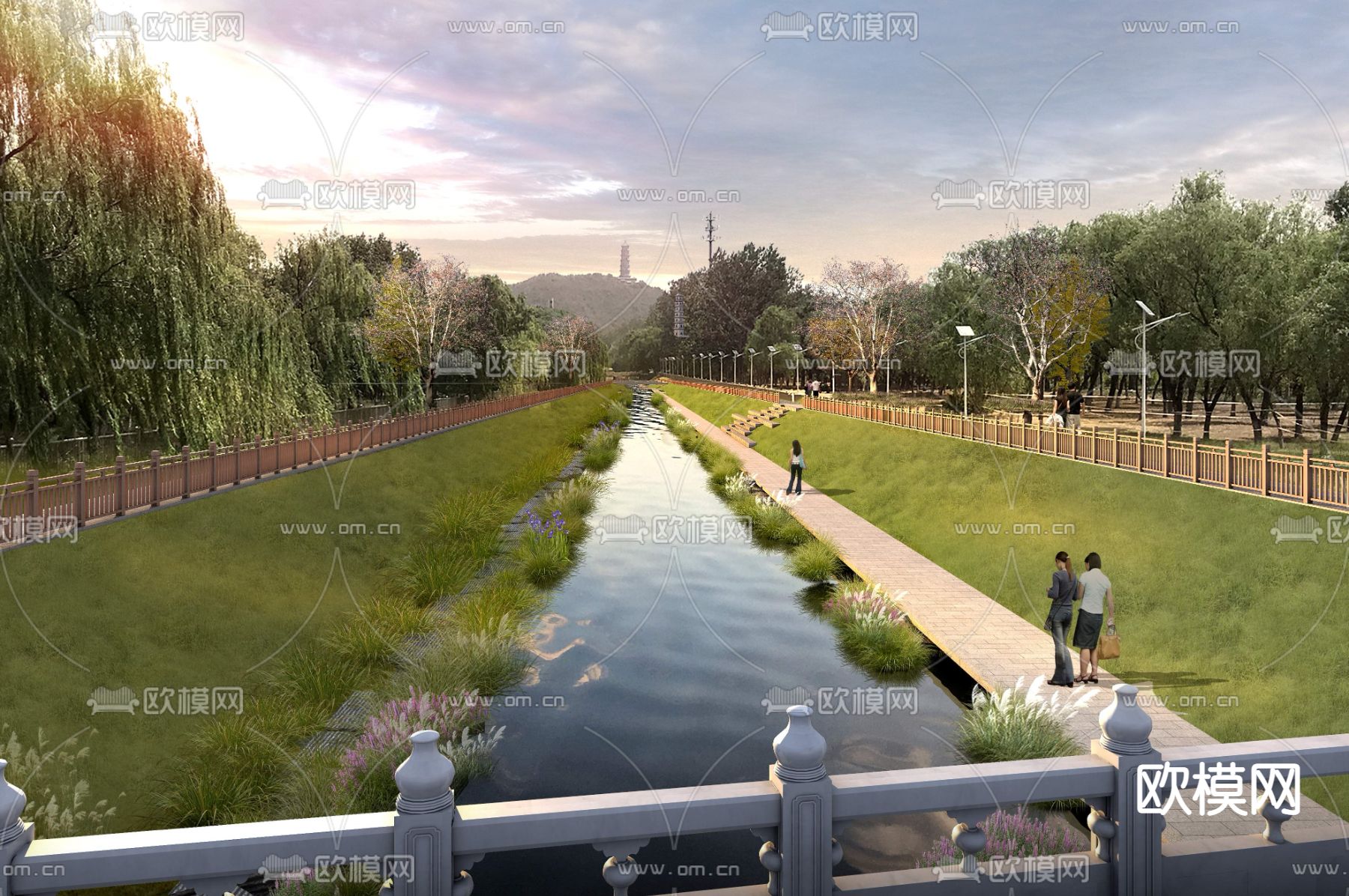 现代河景 河道psd下载