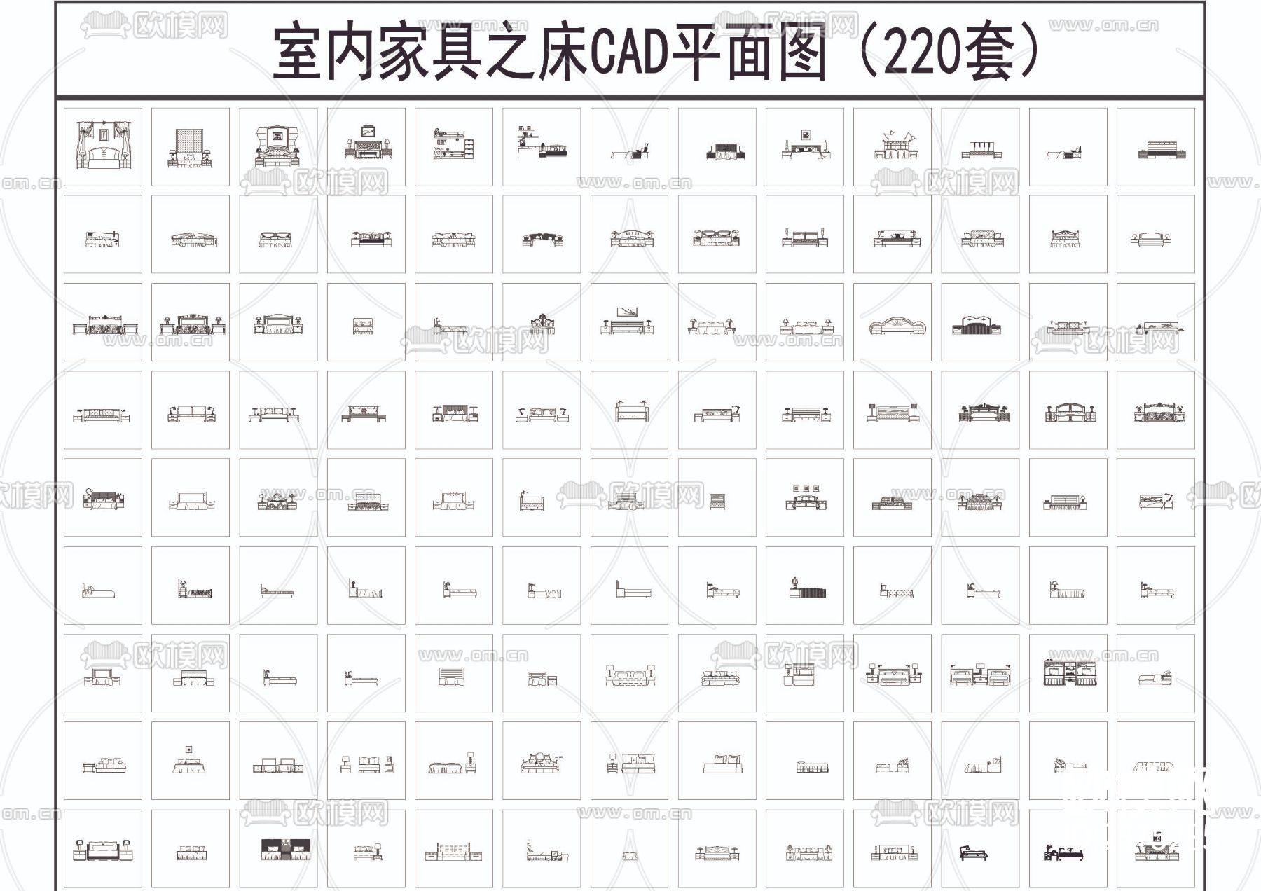 420套床平面和220套床立面CAD施工图下载（渲染图6）