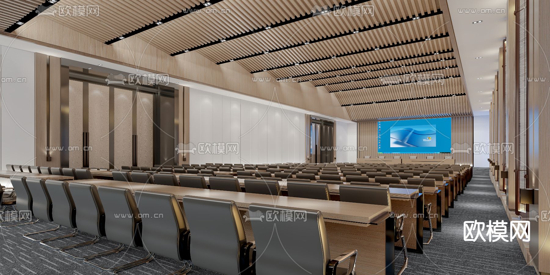 现代多功能会议室 报告厅3d模型下载_ID12204262_3dmax免费模型-欧模网