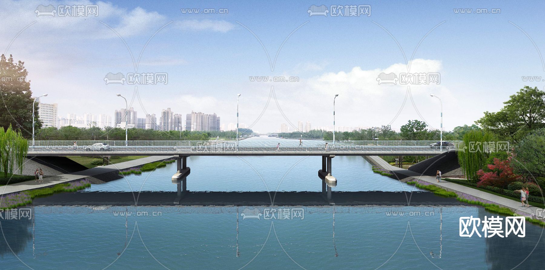 河滨桥梁psd下载