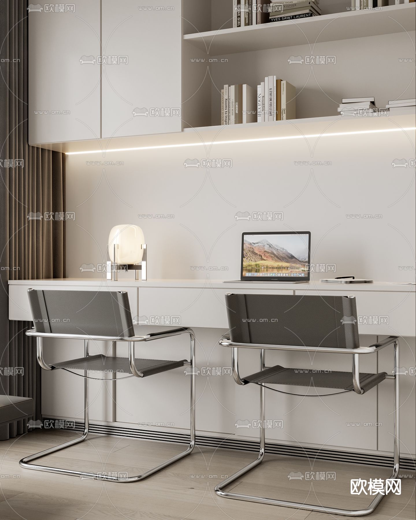 现代书房3d模型下载（渲染图2）