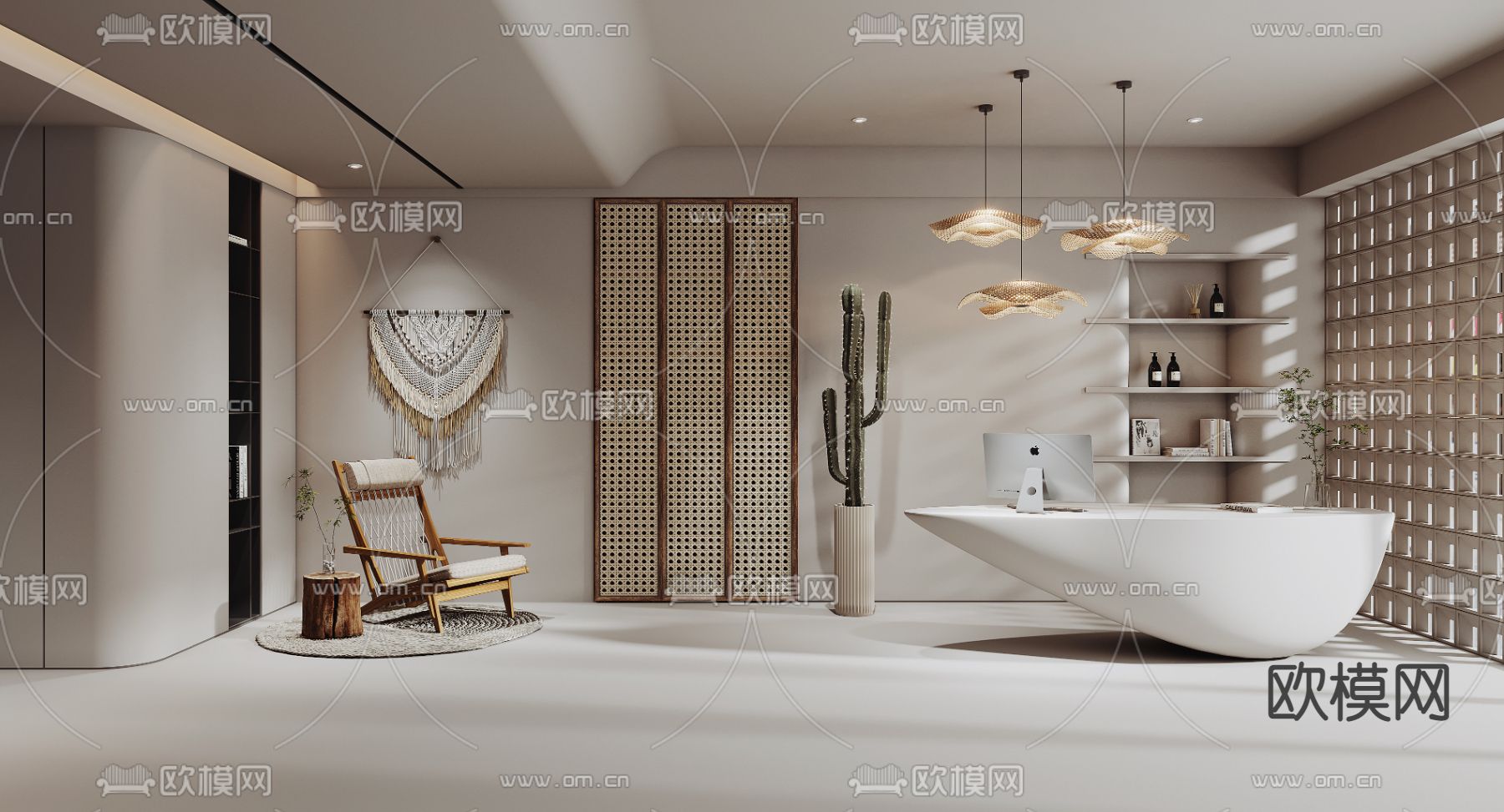 侘寂风美容院 SPA养生馆3d模型下载