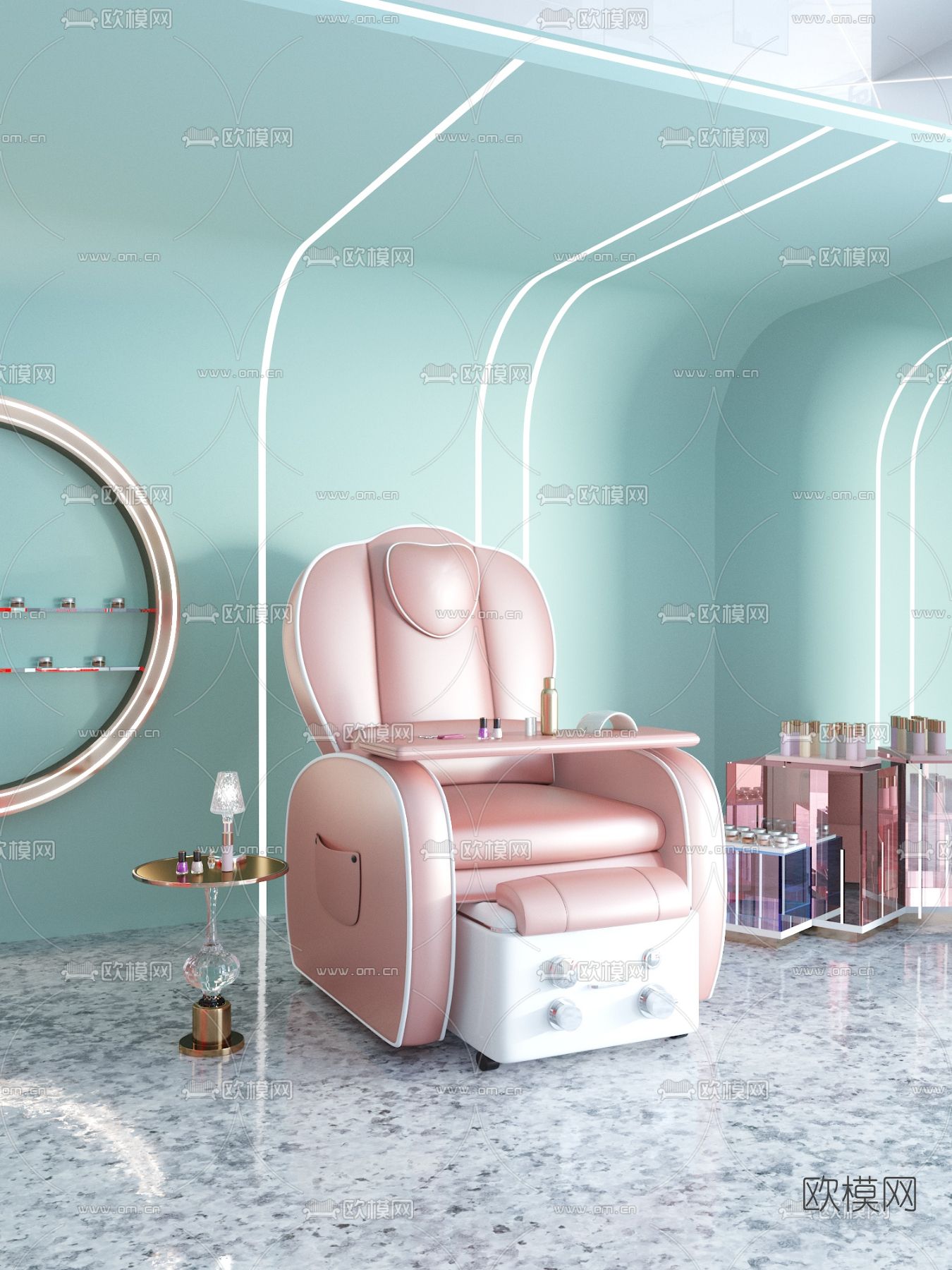 现代网红美甲沙发3d模型下载（渲染图2）