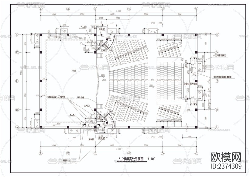 小型劇場(chǎng)建筑CAD施工圖下載(渲染圖3)