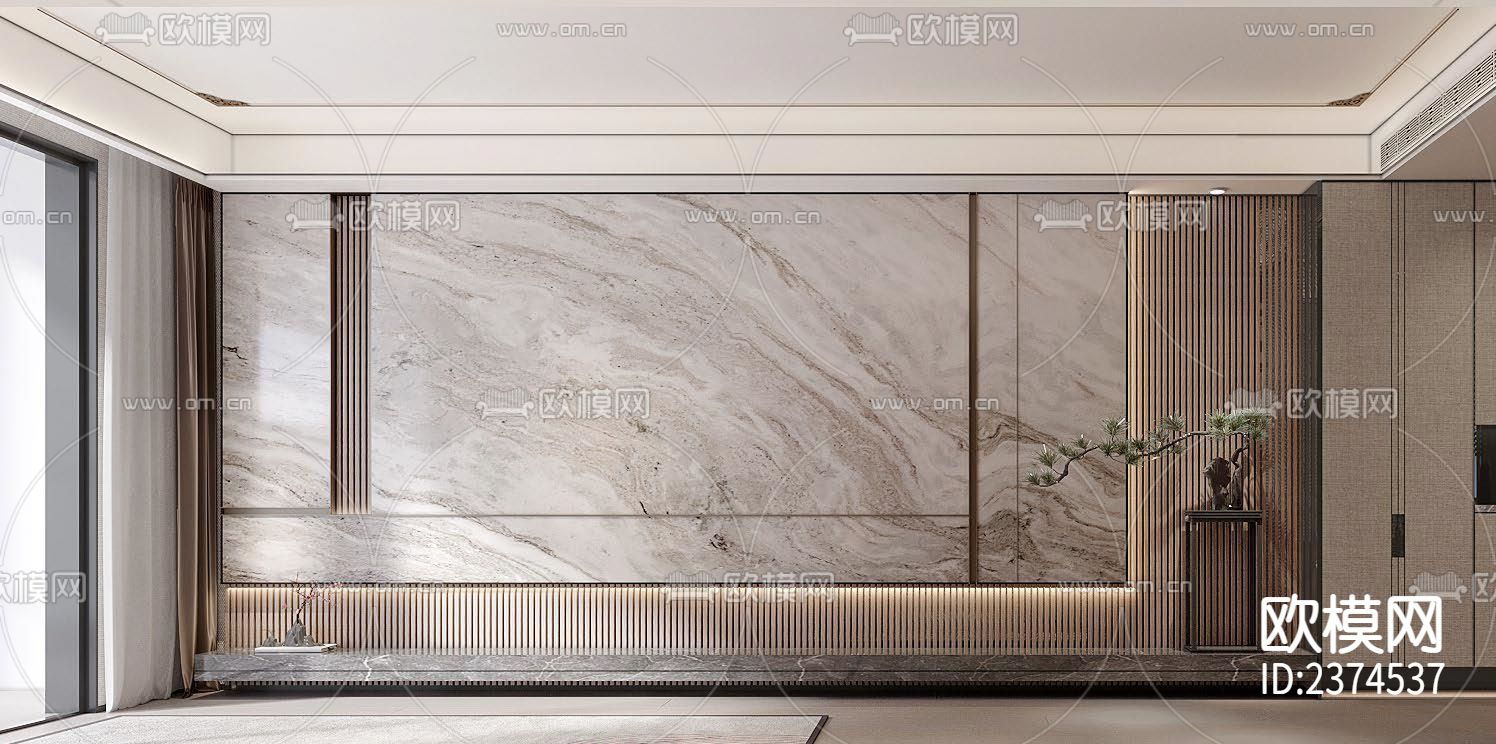 上海普陀建发样板房CAD施工图下载（渲染图2）