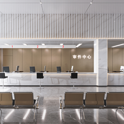  现代办事大厅su模型 