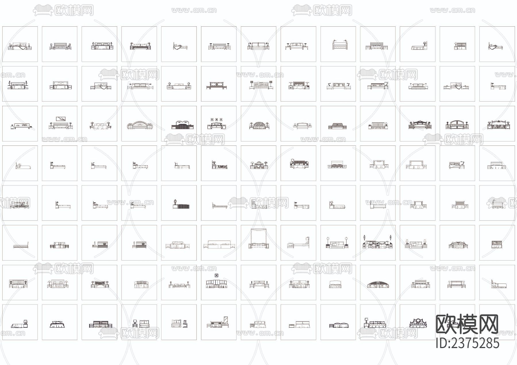420套床平面和220套床立面CAD施工图下载（渲染图4）