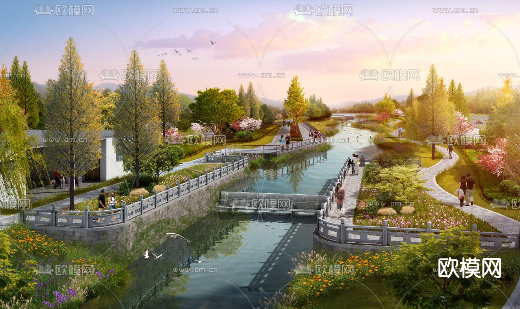 湿地公园景观psd下载