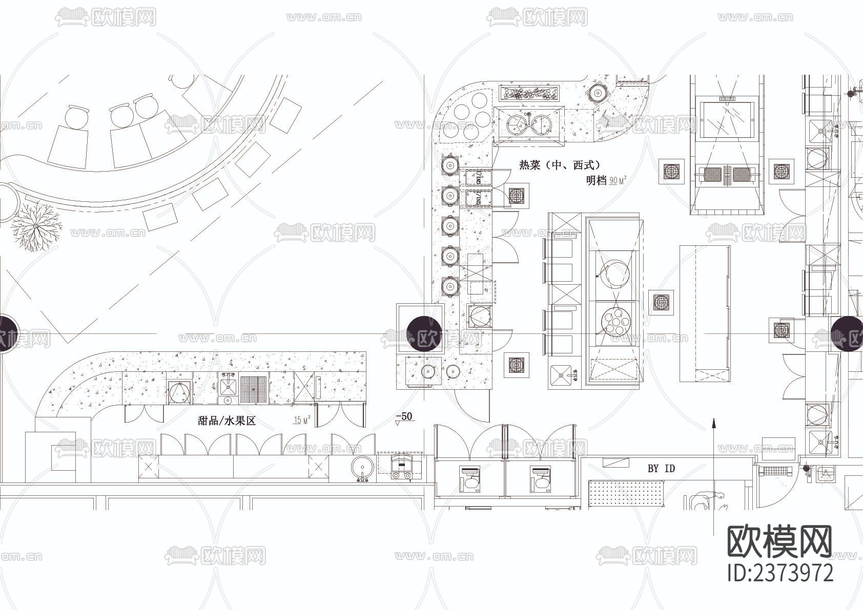 日式餐厅CAD施工图下载（渲染图3）