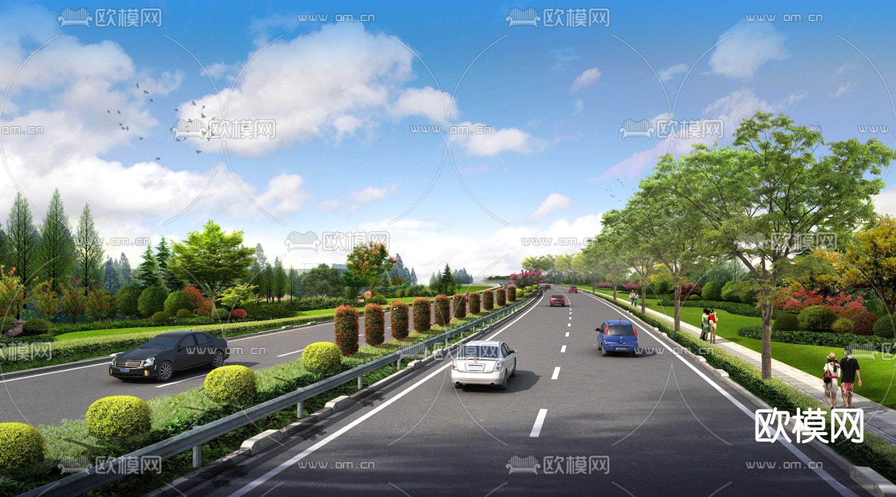 公路道路景观psd下载