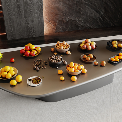  现代水果 干果 果盘su模型 