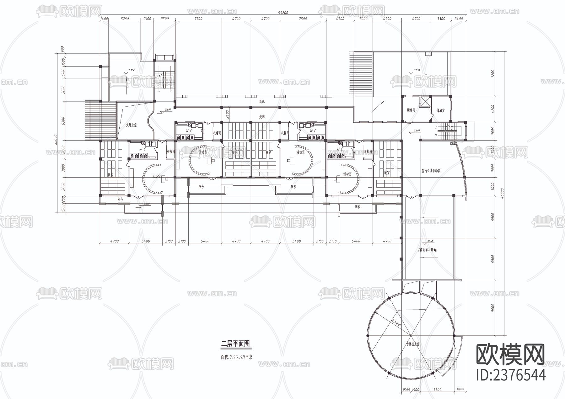 幼儿园方案CAD施工图下载（渲染图3）