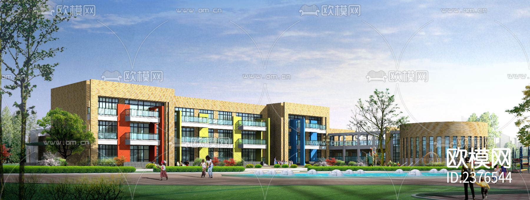 幼儿园方案CAD施工图下载（渲染图1）