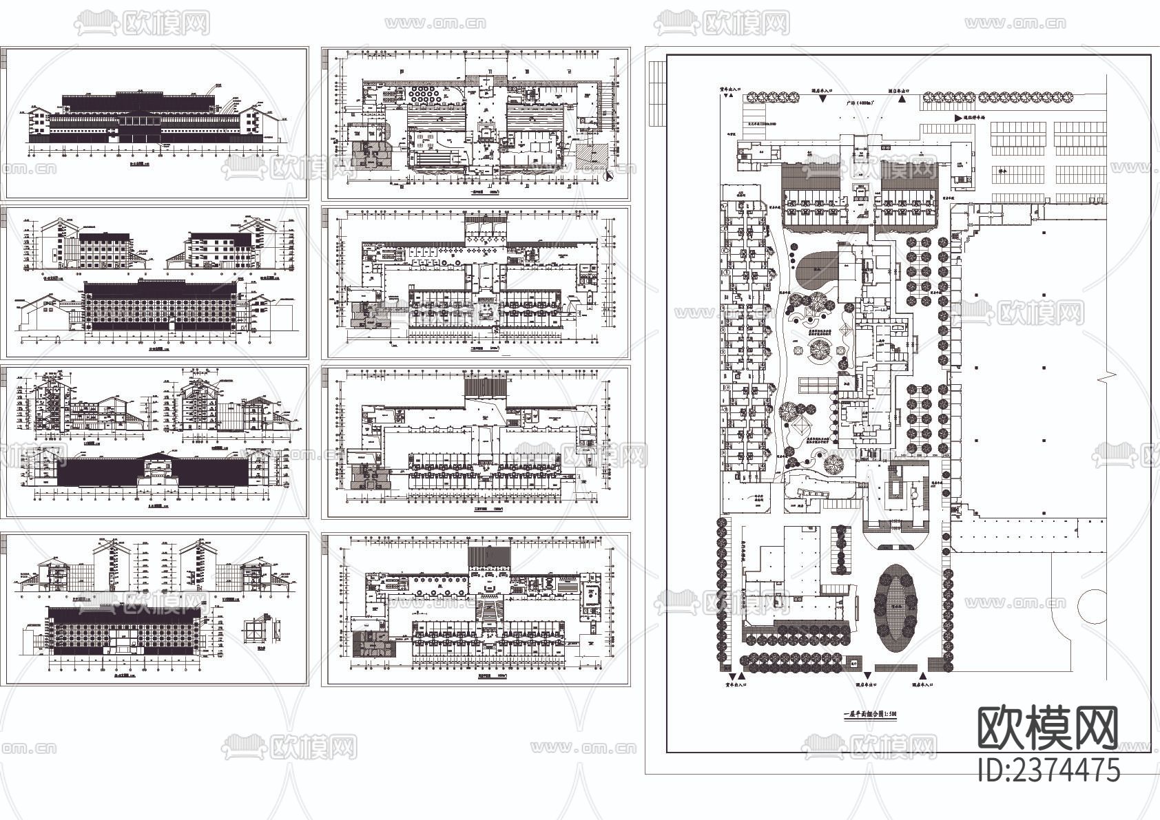 宾馆CAD施工图下载（渲染图1）