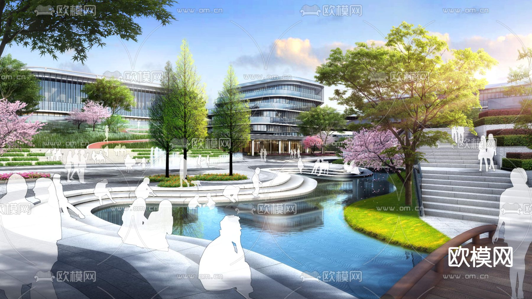 办公区中庭景观psd下载_ID12200639_3dmax免费模型-欧模网