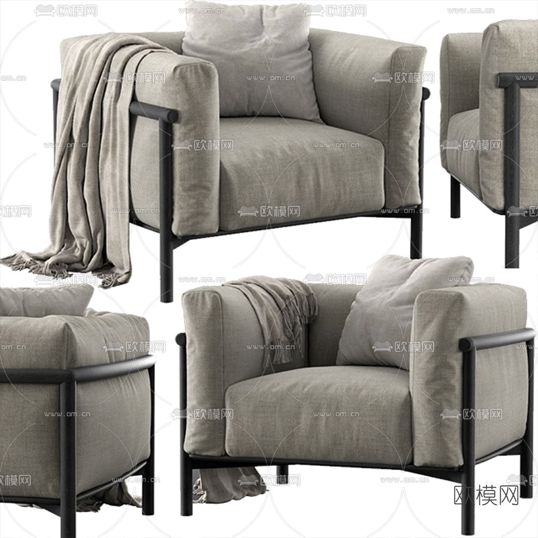 现代单人沙发3d模型下载（渲染图1）