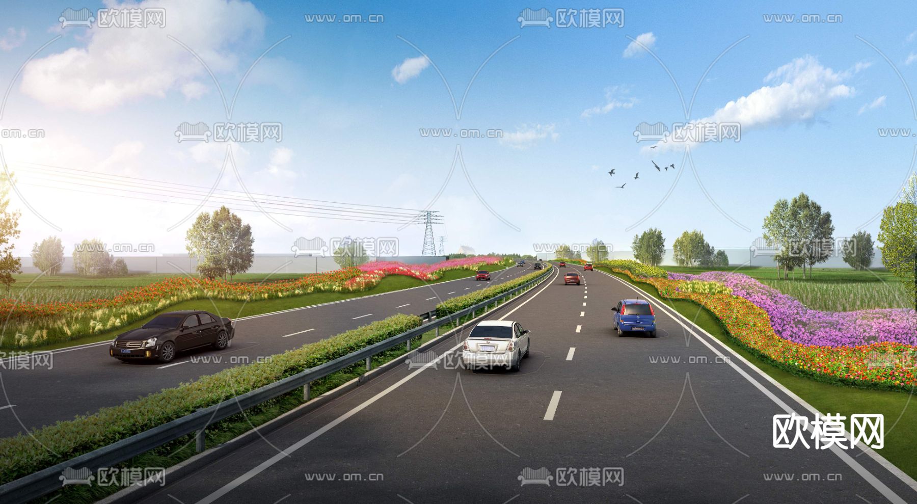 绿化景观 公路景观psd下载