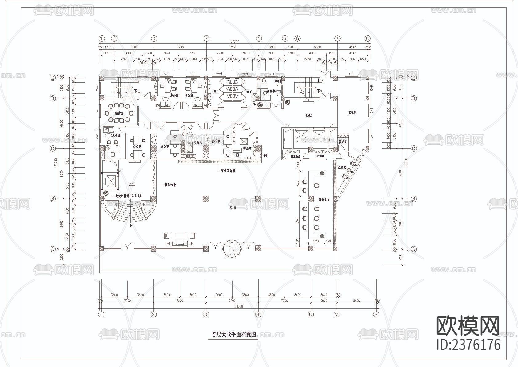 酒店cad施工图下载（渲染图1）