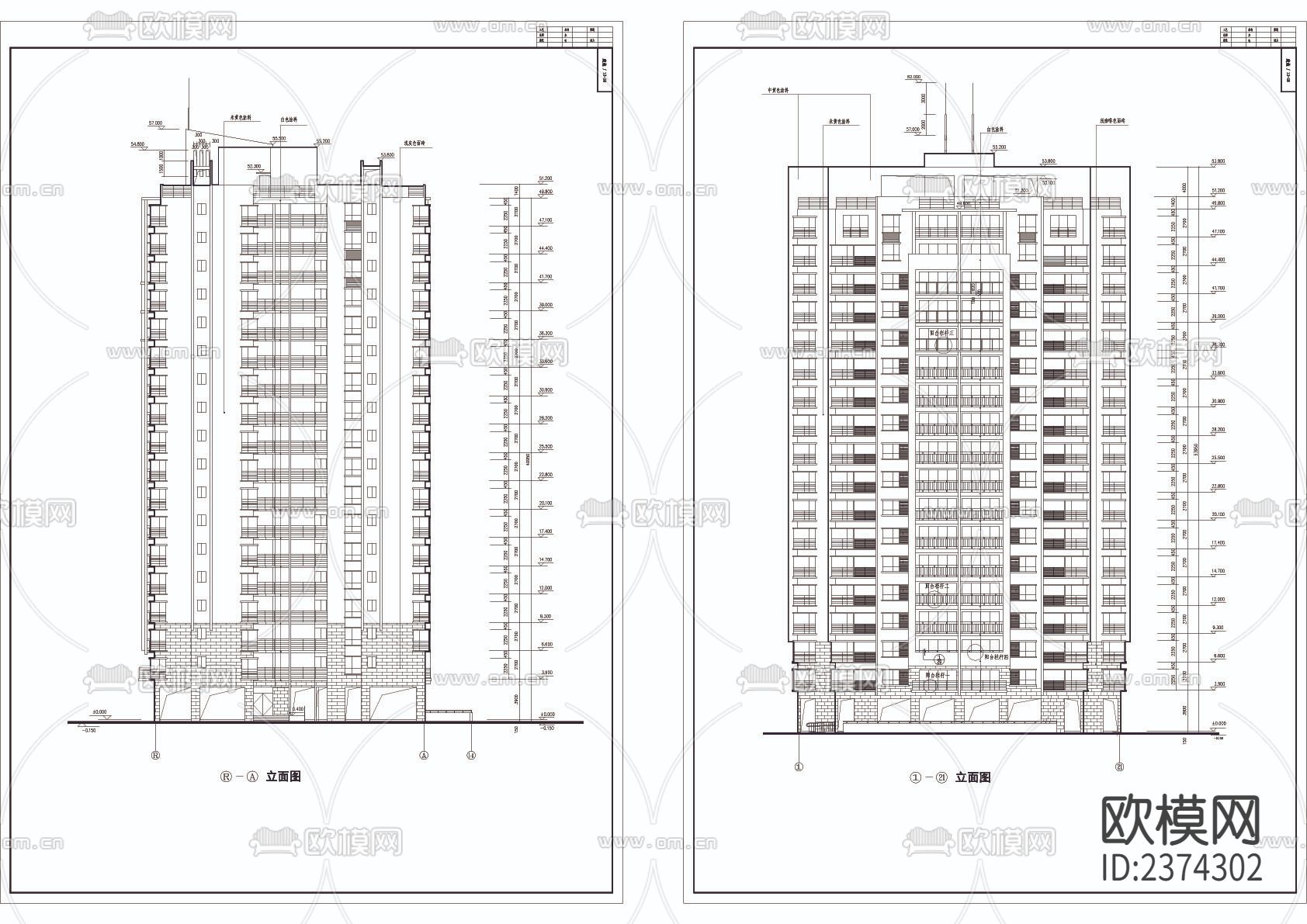 某小区高层住宅楼CAD施工图下载（渲染图4）