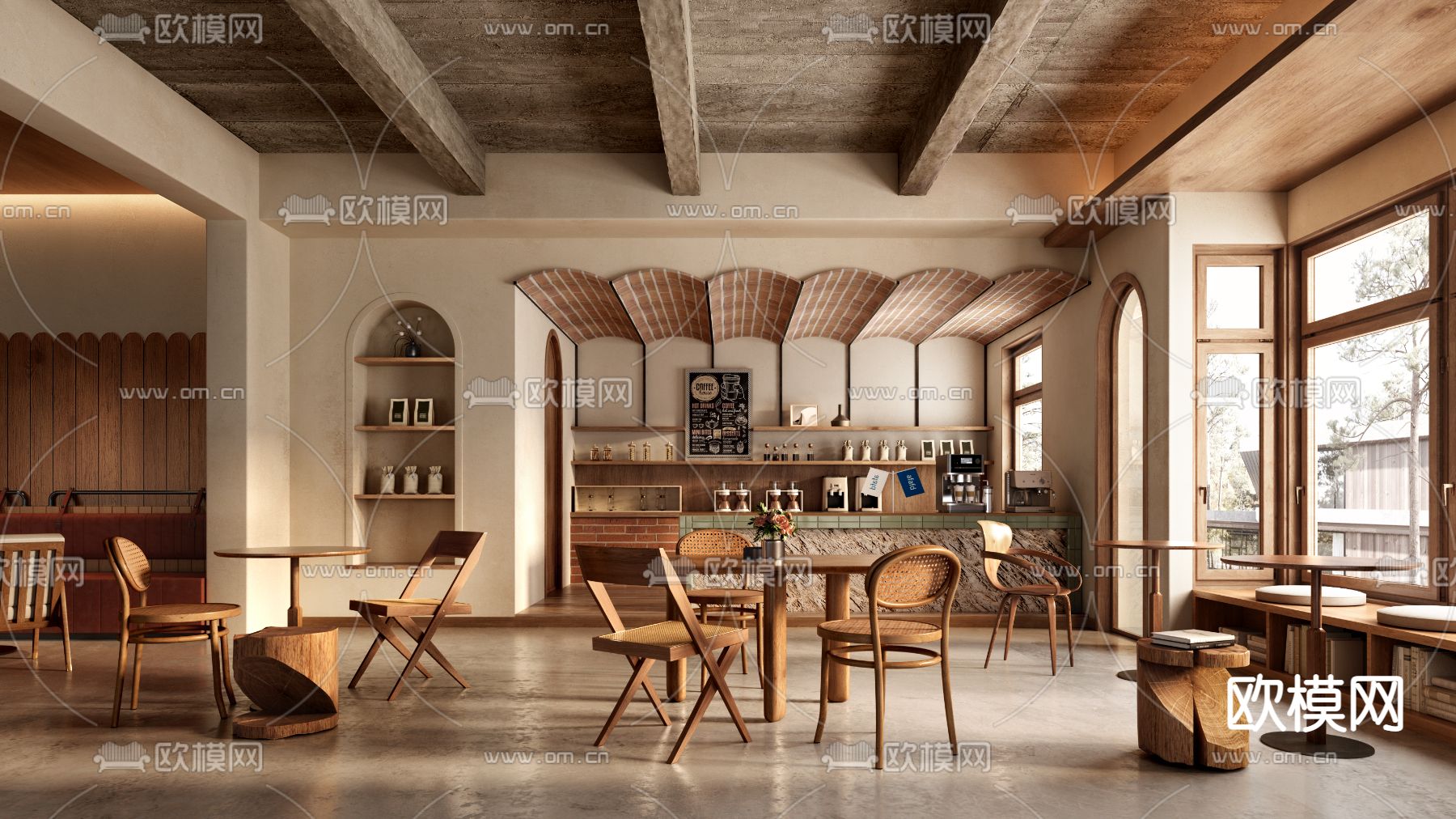 侘寂咖啡厅3d模型下载