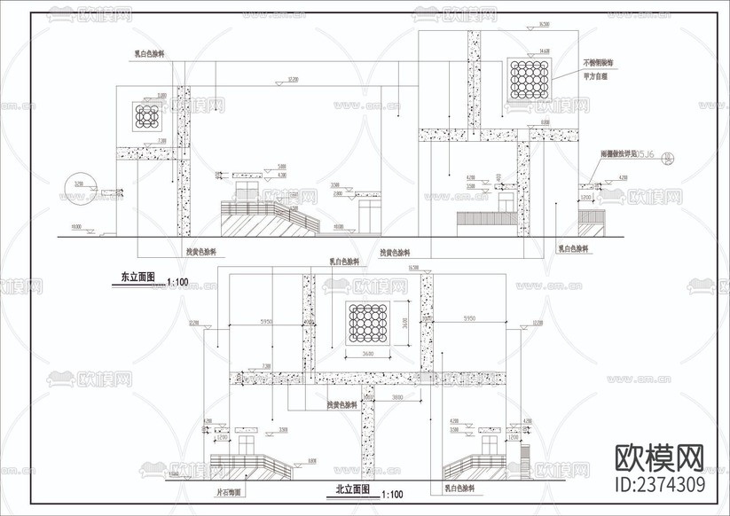 小型劇場(chǎng)建筑CAD施工圖下載(渲染圖5)