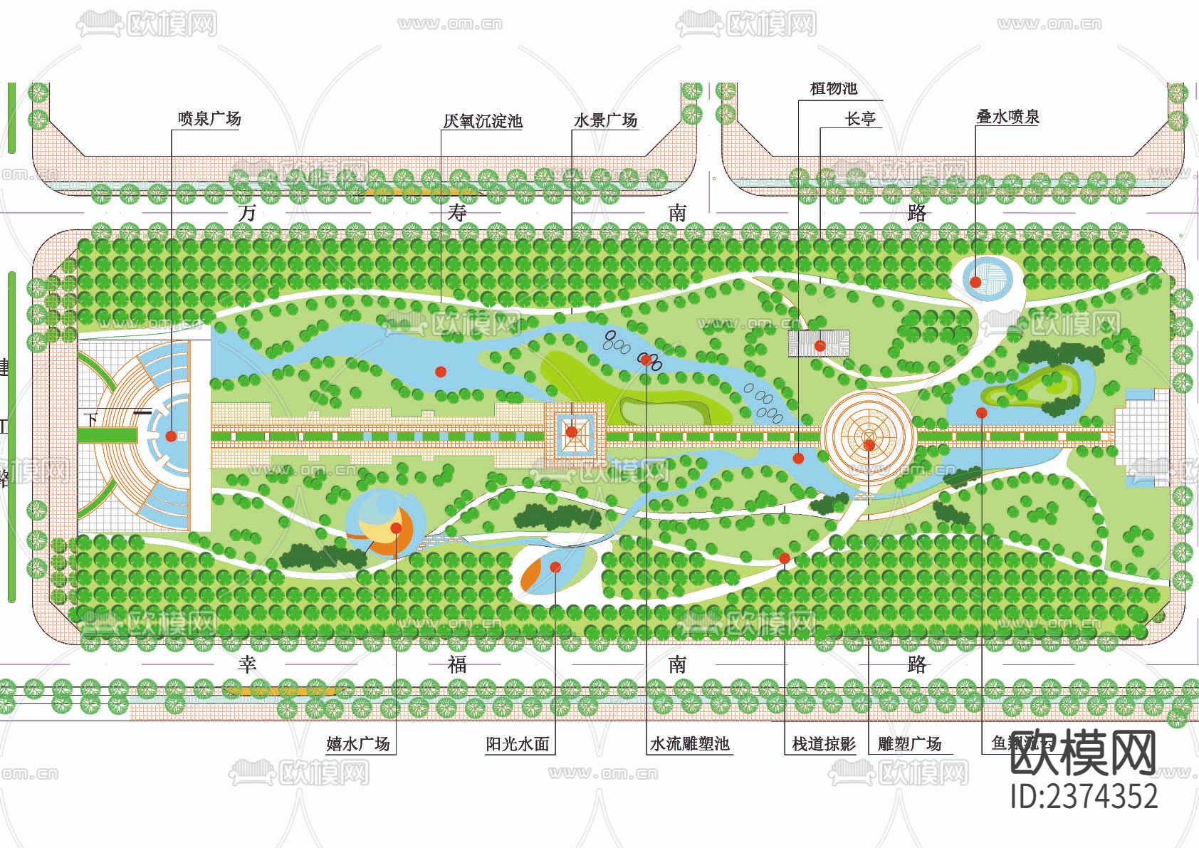 幸福林公园景观CAD施工图下载（渲染图3）