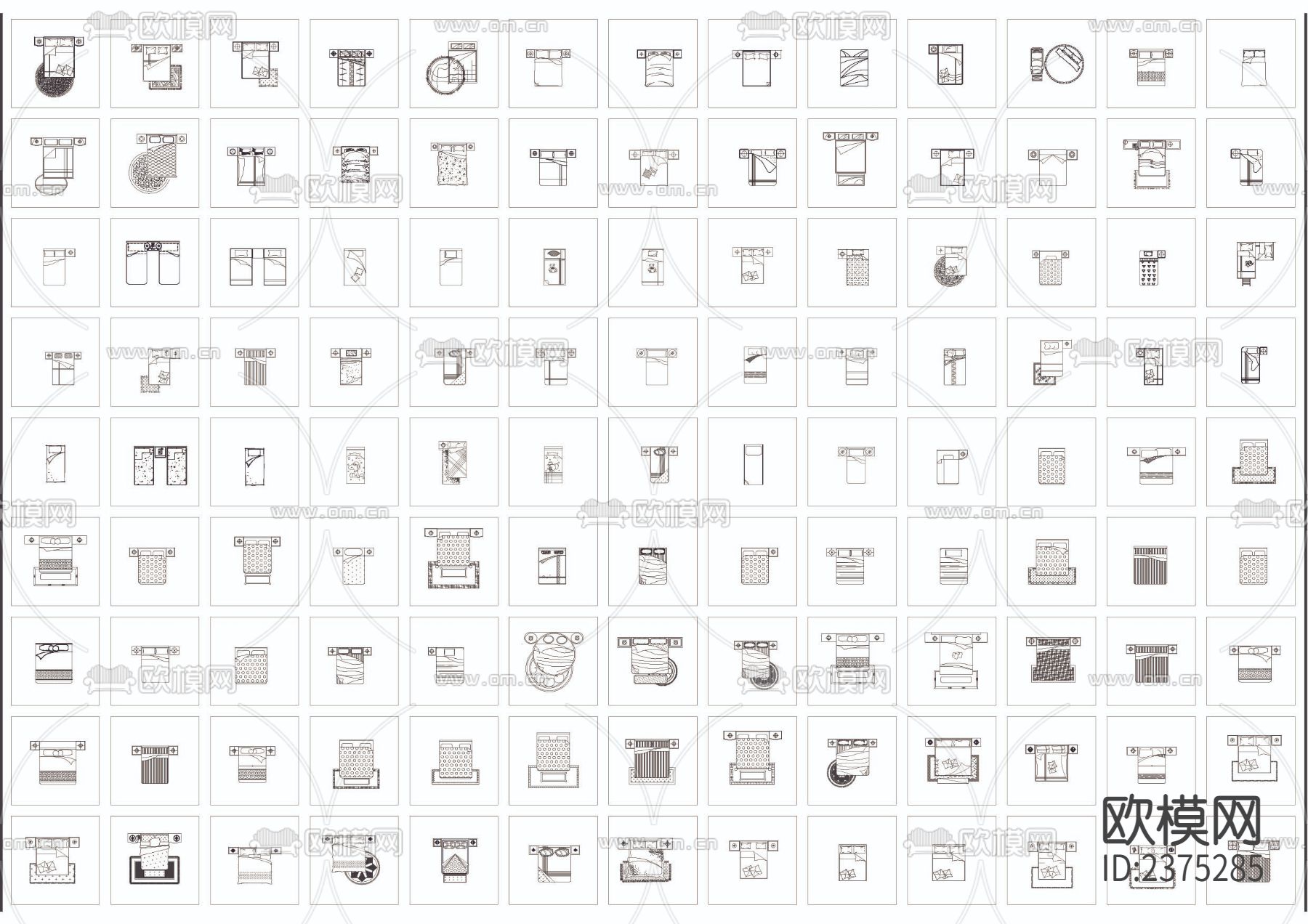 420套床平面和220套床立面CAD施工图下载（渲染图2）