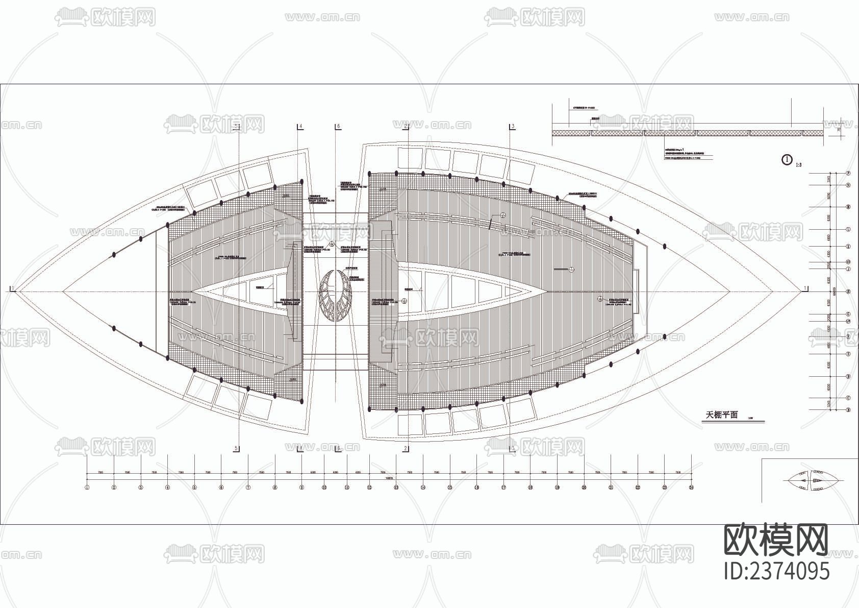 体育中心游泳馆CAD施工图下载（渲染图1）