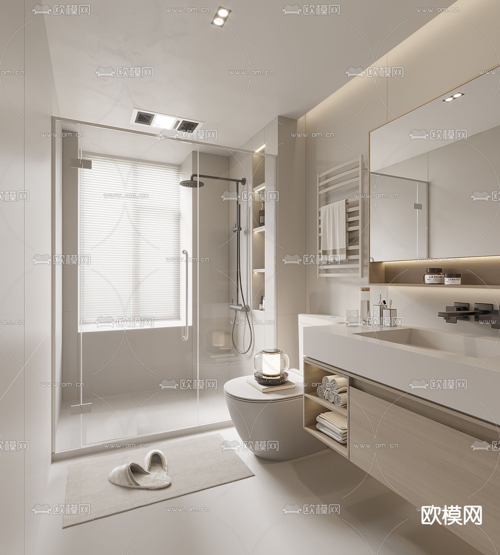 奶油风卫生间 浴室 洗手间3d模型