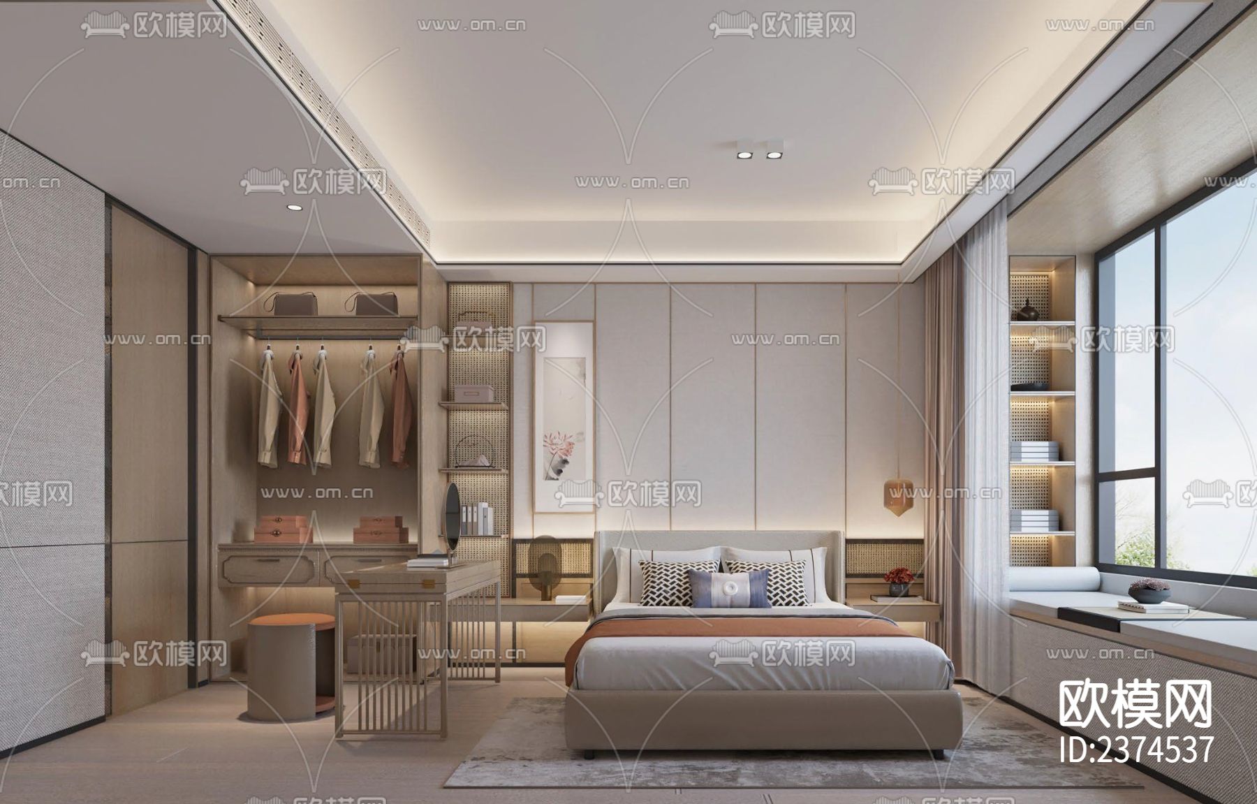 上海普陀建发样板房CAD施工图下载（渲染图3）