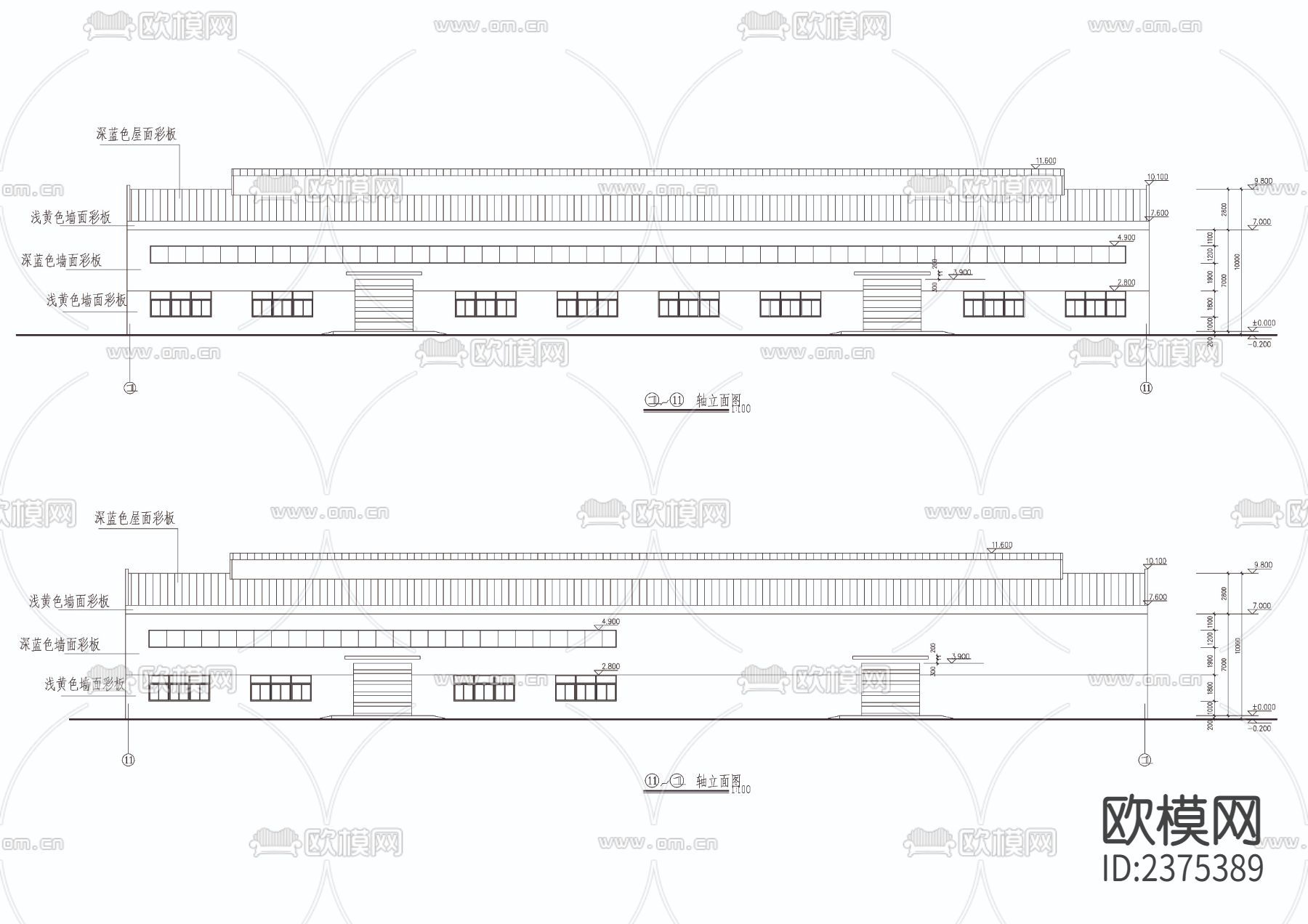 钢构厂房CAD施工图下载（渲染图3）