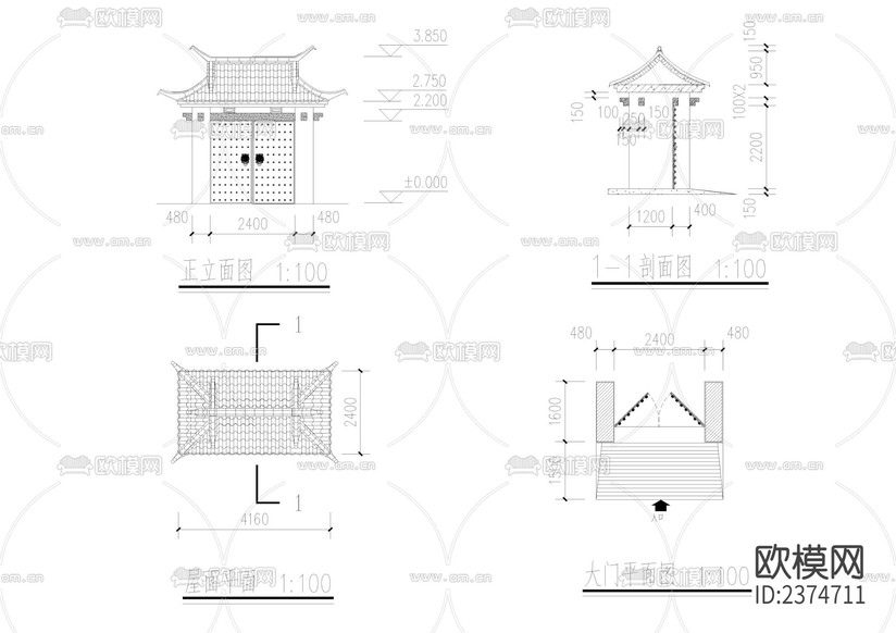 仿古辦公樓CAD施工圖下載(渲染圖7)