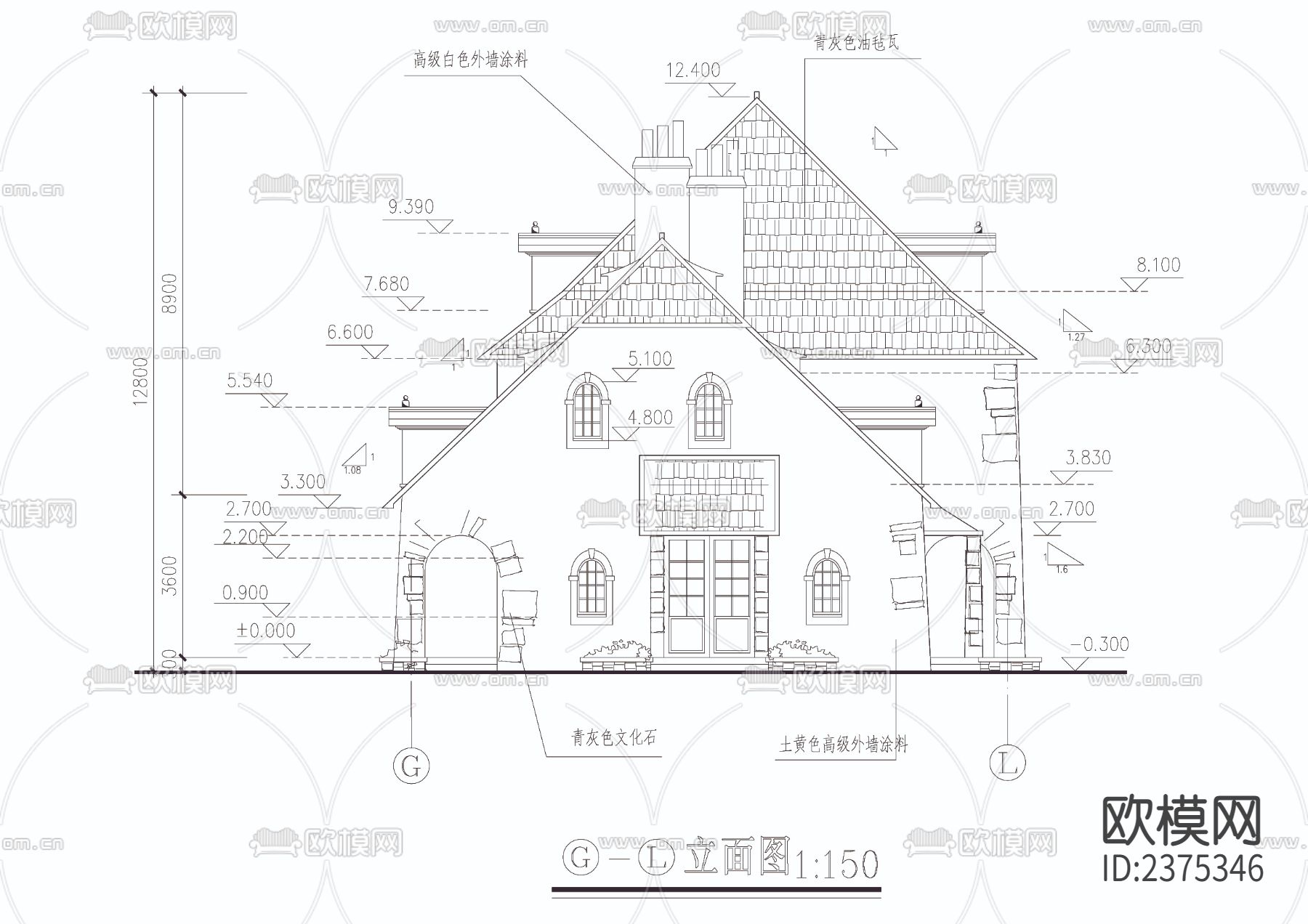 法式影楼全套CAD施工图下载（渲染图1）