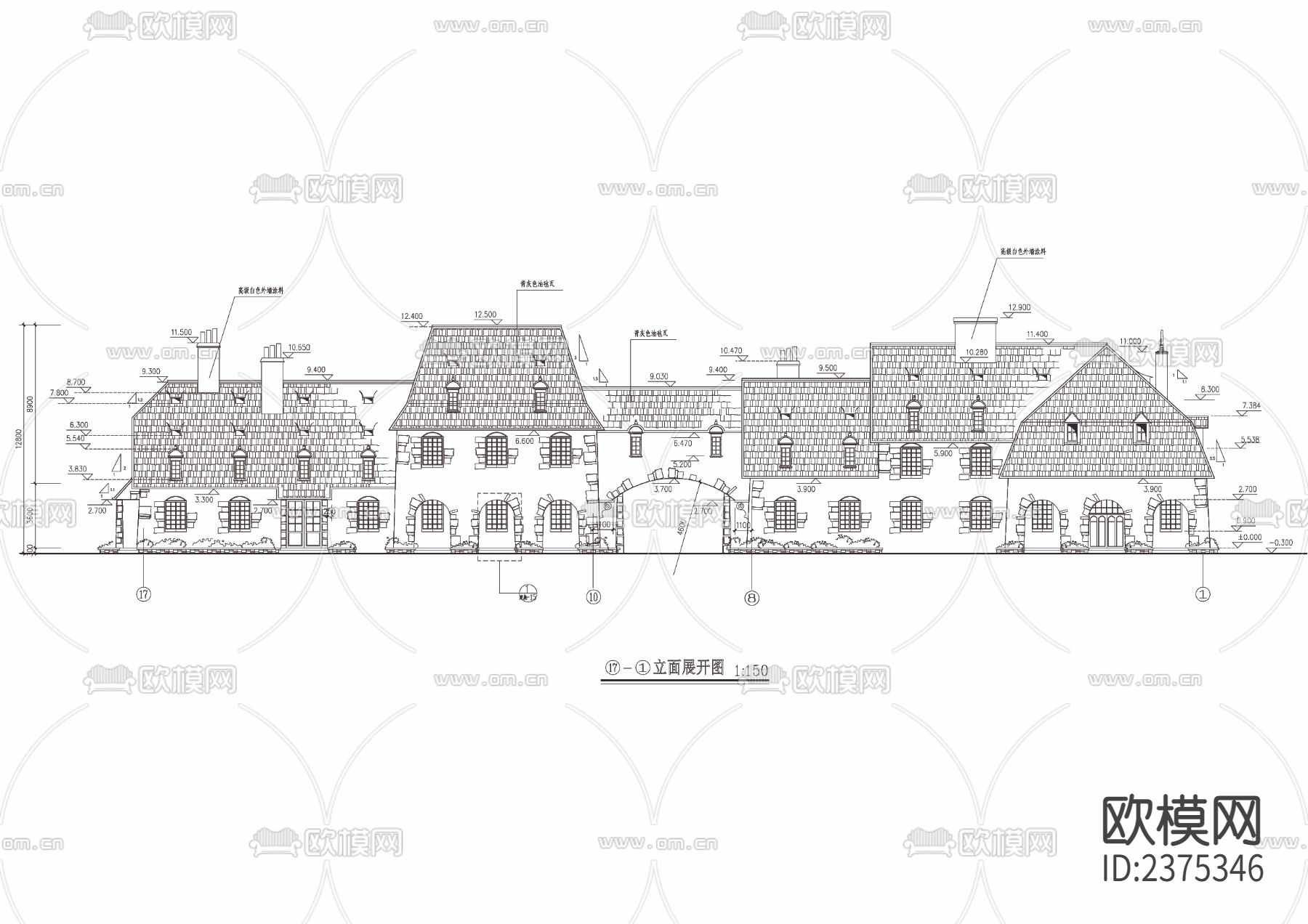 法式影楼全套CAD施工图下载（渲染图2）