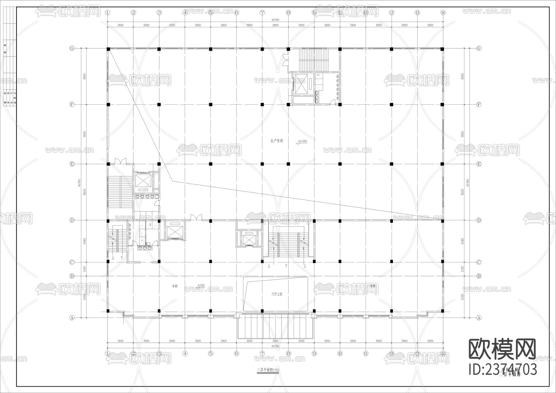 厂房冲压车间和宿舍楼CAD施工图下载（渲染图6）