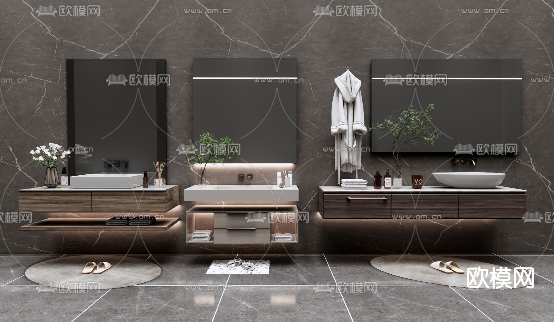 现代浴室柜3d模型下载