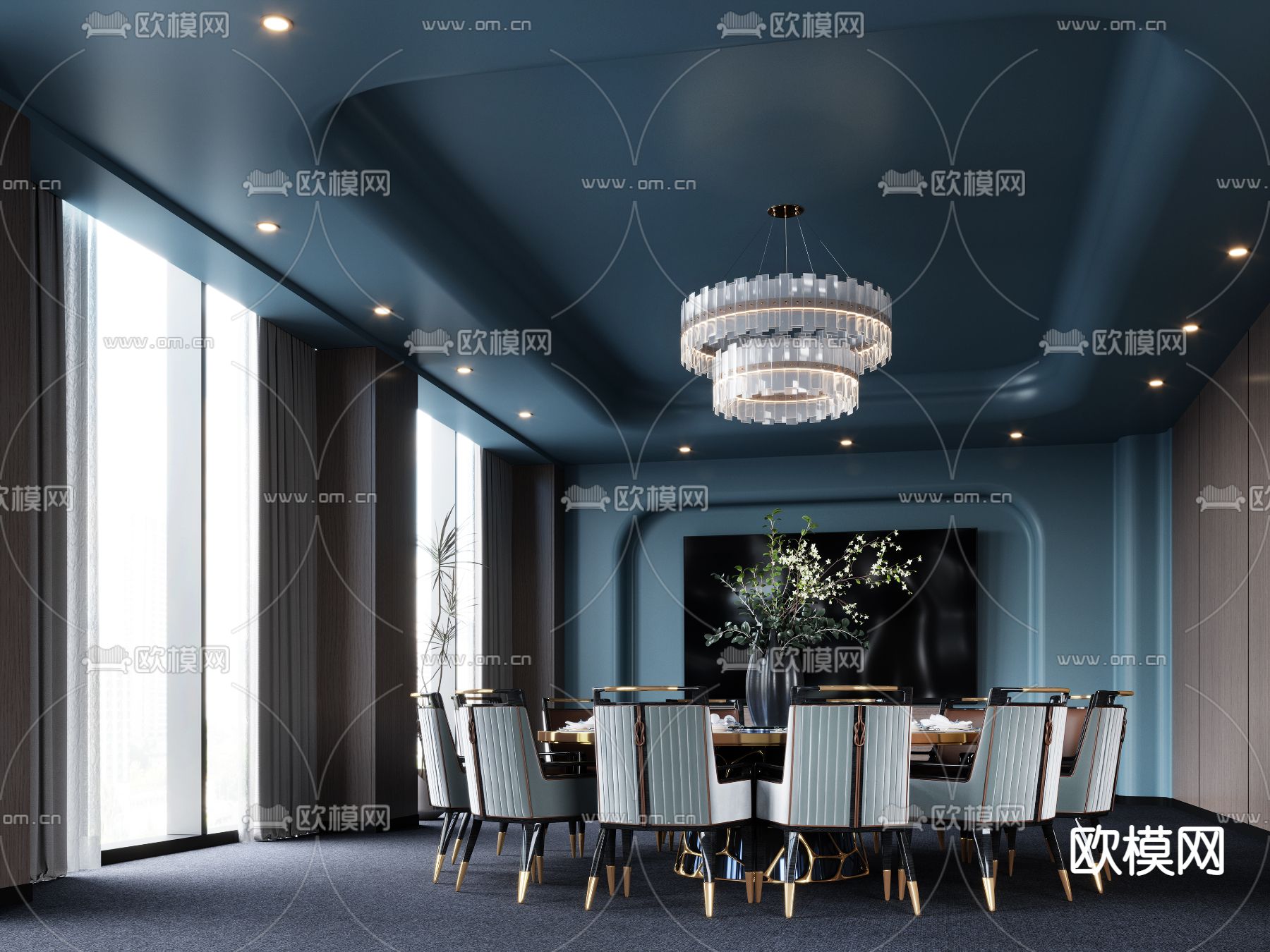 酒店餐厅包房 包厢 包房3d模型下载（渲染图1）