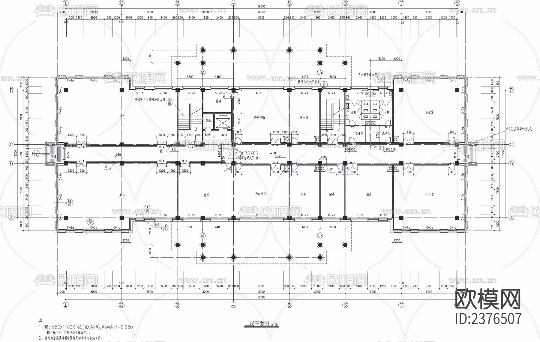 医院cad施工图下载（渲染图3）