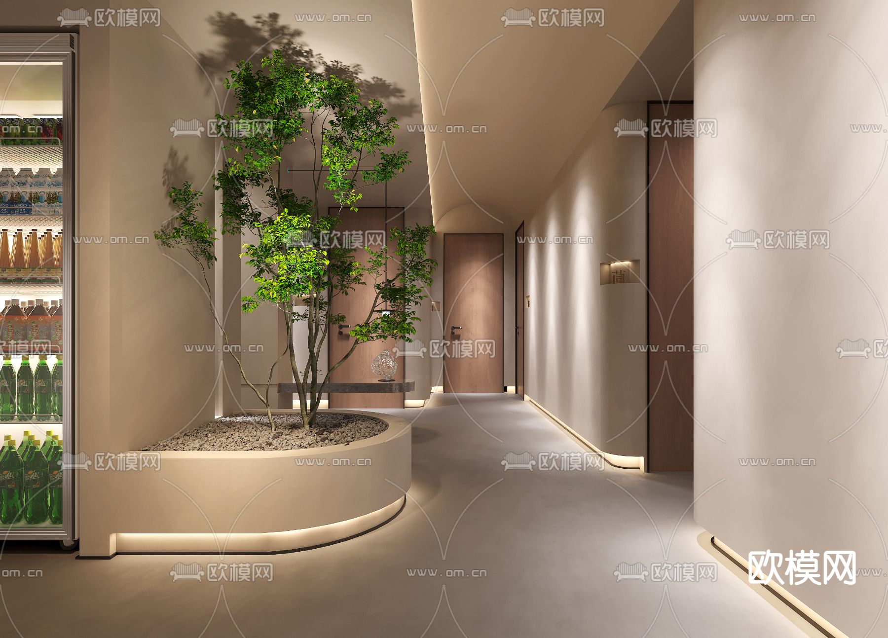 侘寂麻将馆走廊 过道3d模型下载（渲染图3）