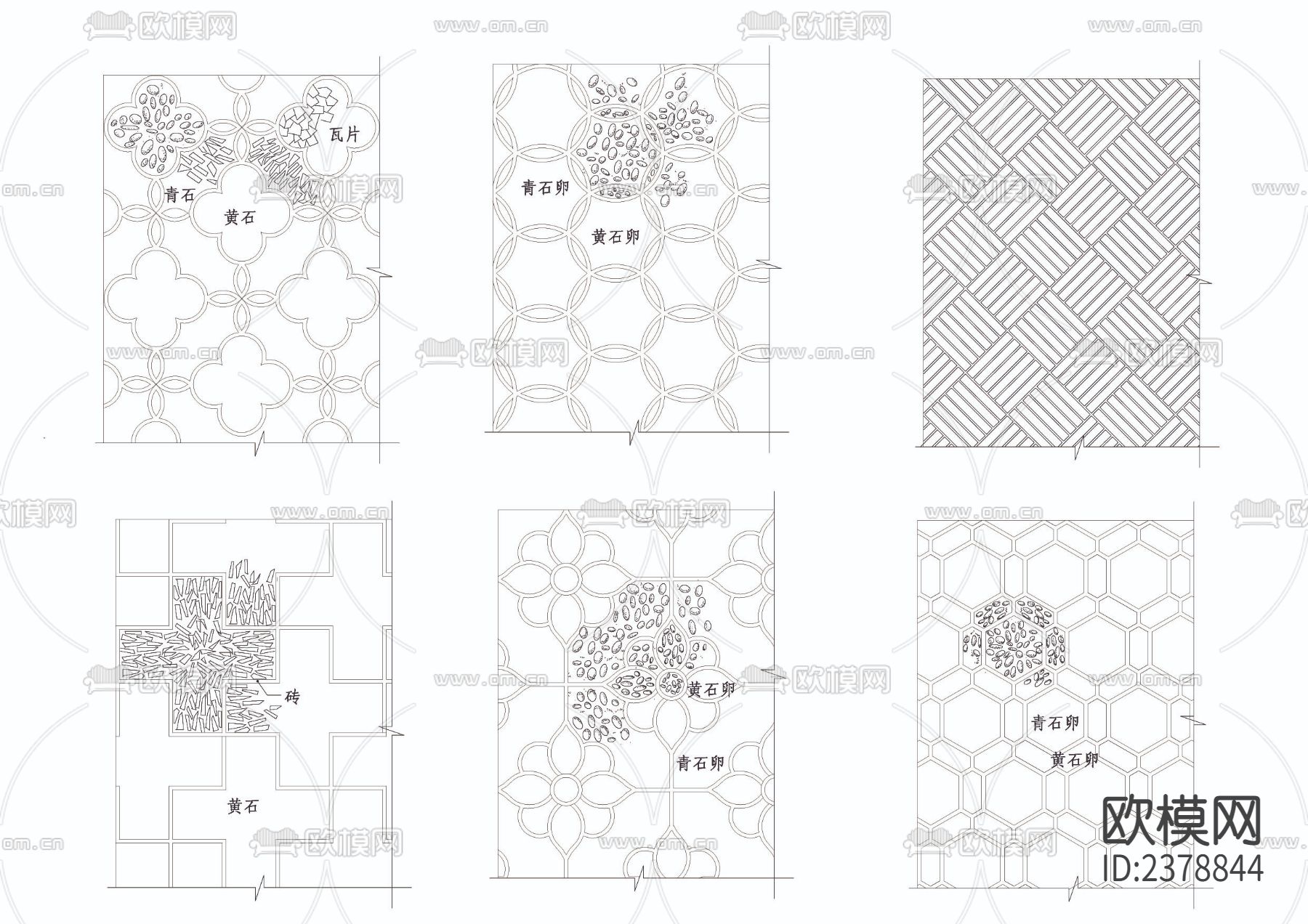 中式路面拼花CAD施工图下载（渲染图4）