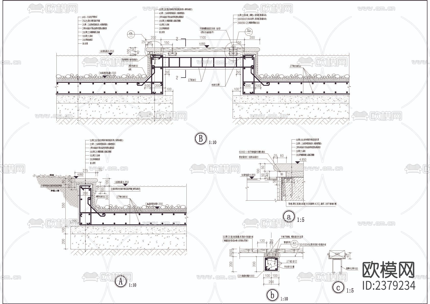 倒映池雕塑水景cad详图下载（渲染图2）