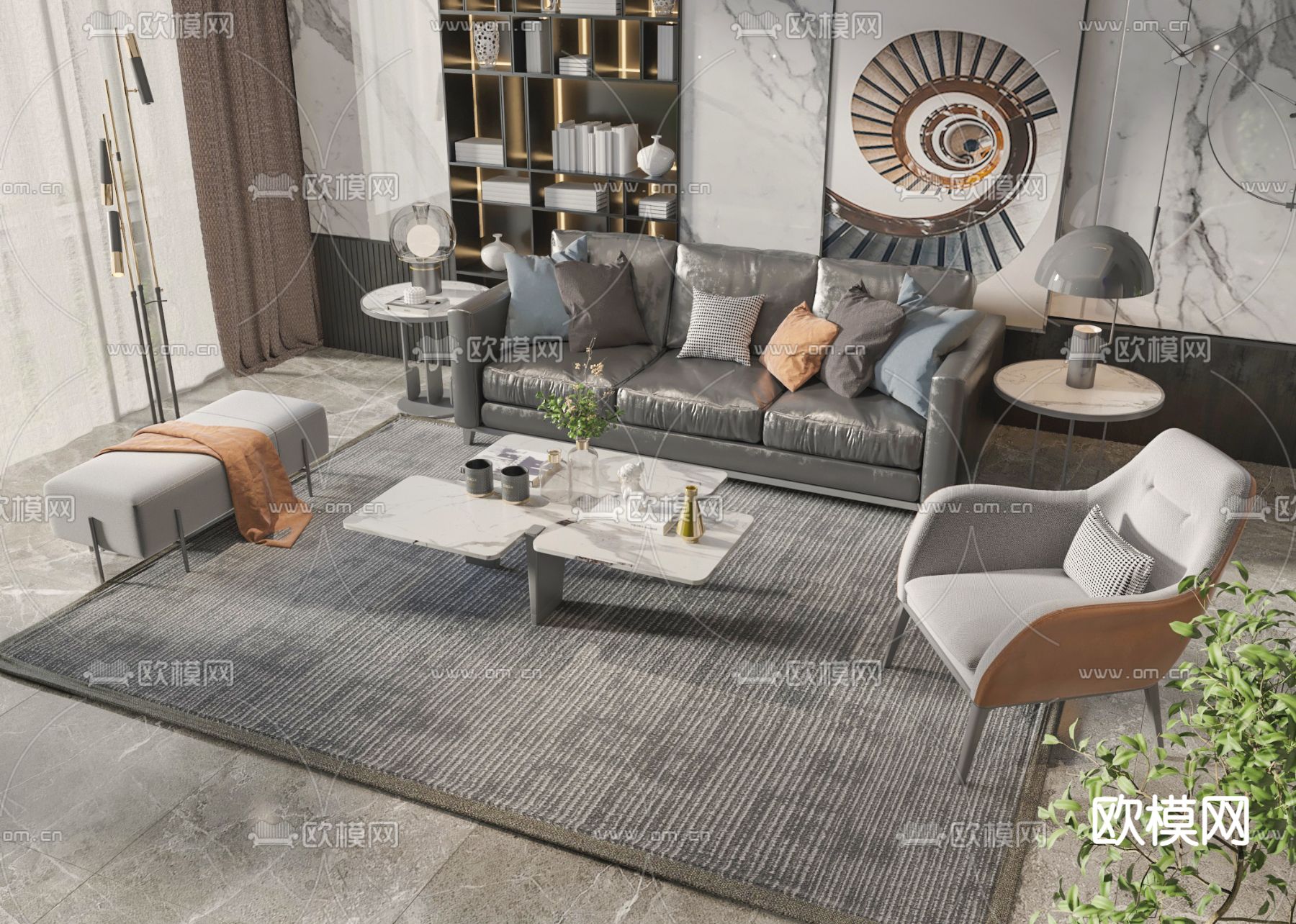 轻奢组合沙发3d模型下载