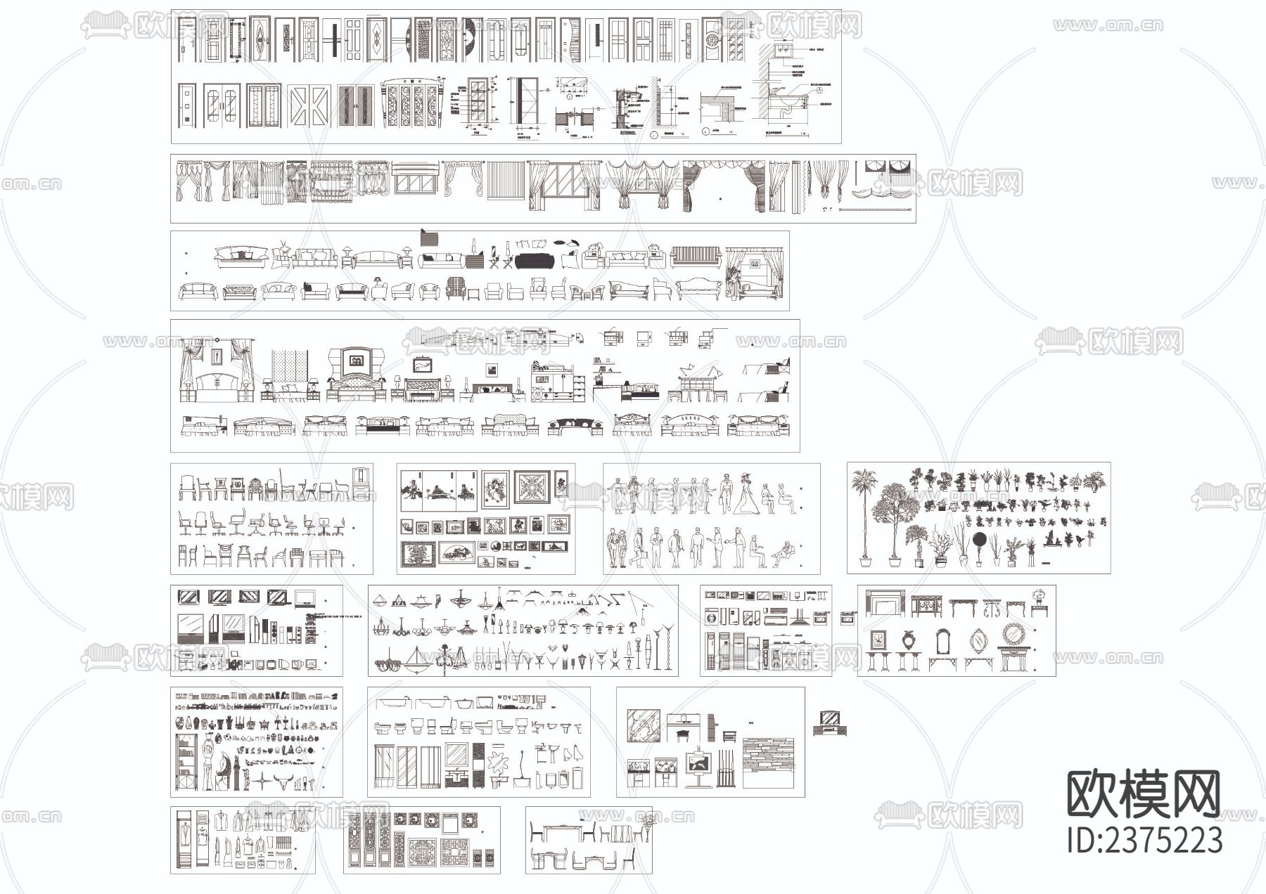 室内常用CAD图库下载（渲染图1）