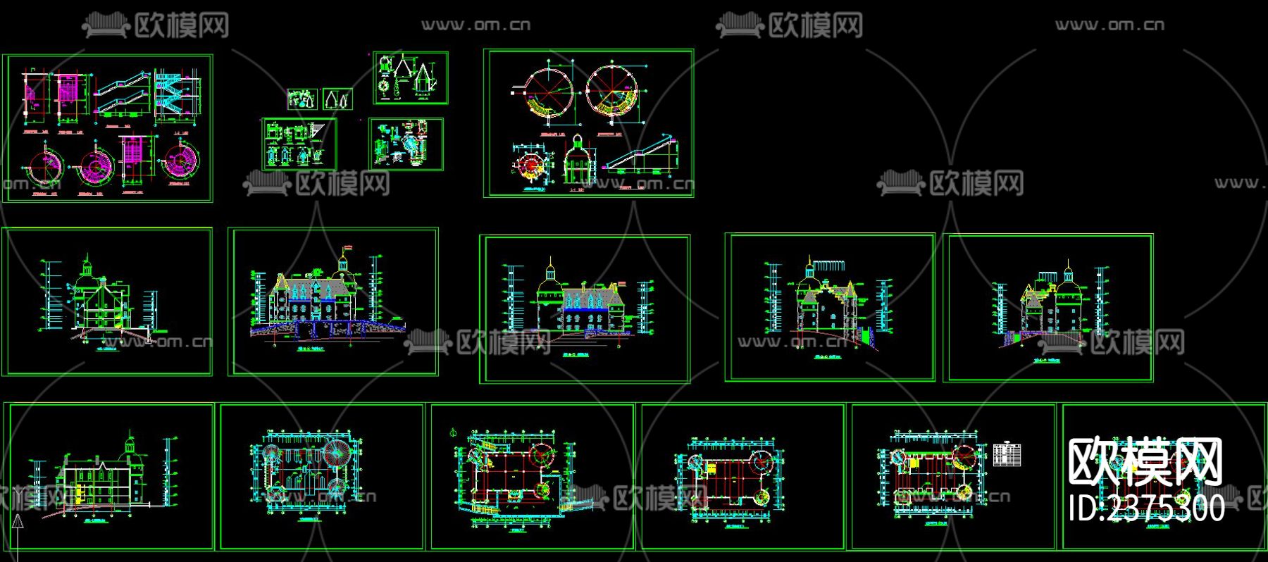 法式古堡CAD施工图下载（渲染图1）