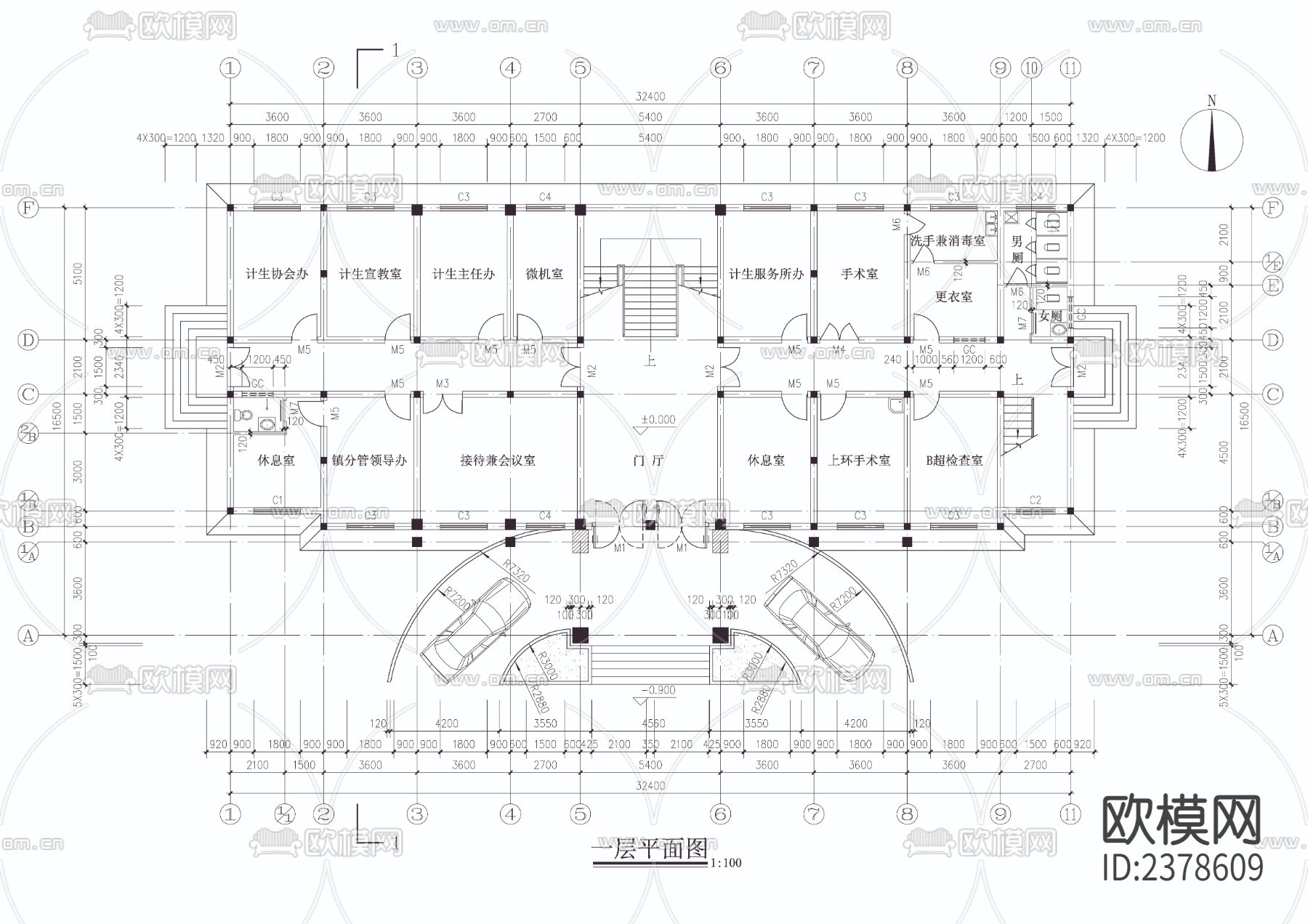 镇政府办公楼CAD施工图下载（渲染图7）