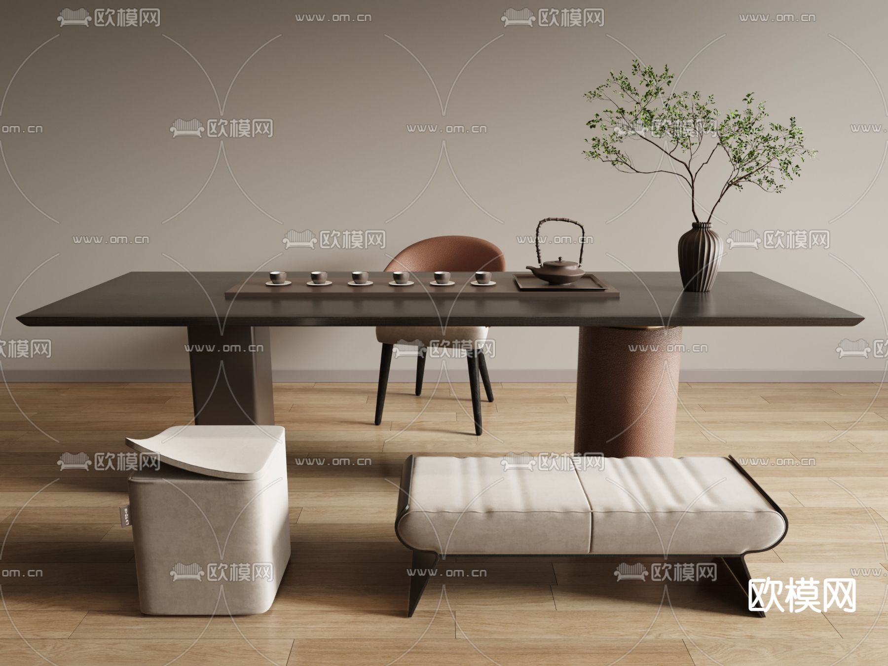 现代茶桌椅3d模型下载