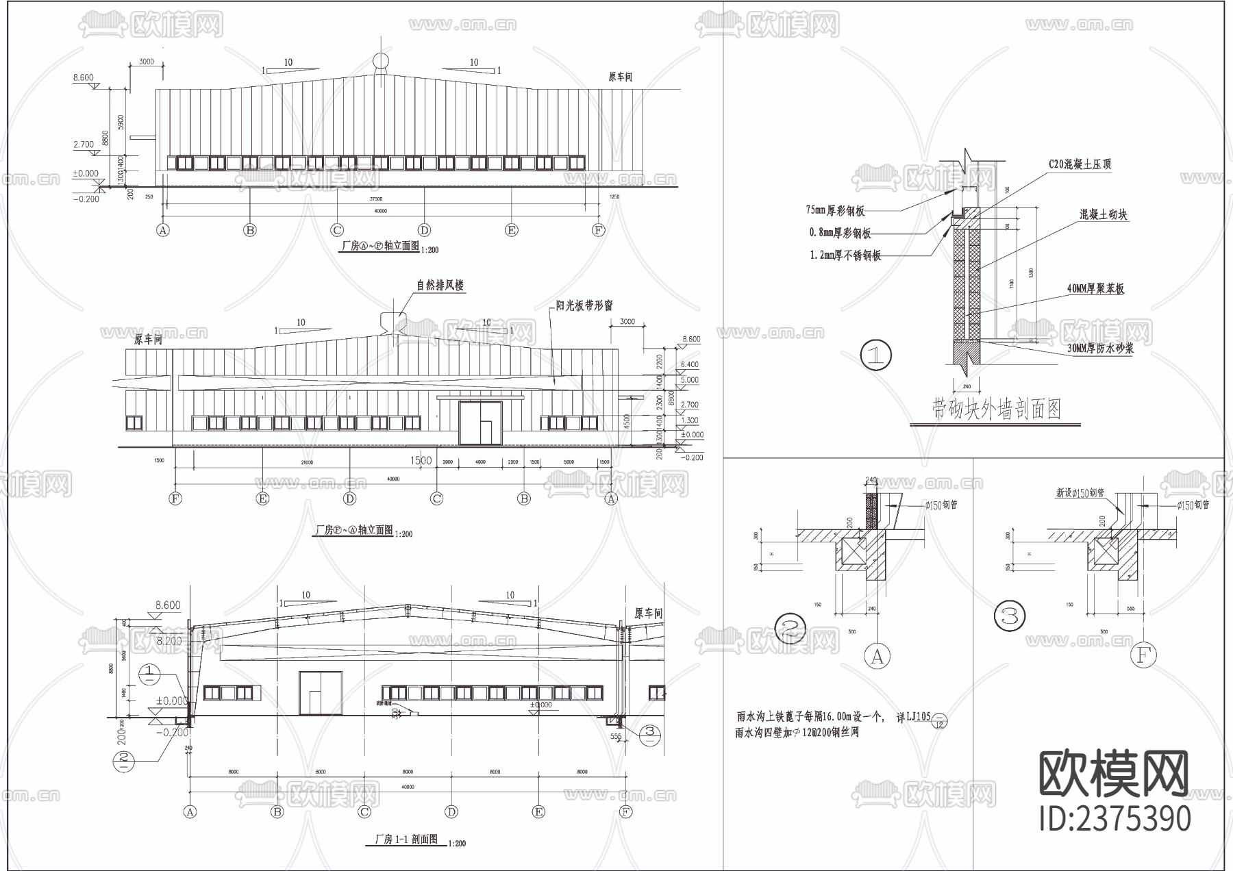 钢厂扩建CAD施工图下载（渲染图3）