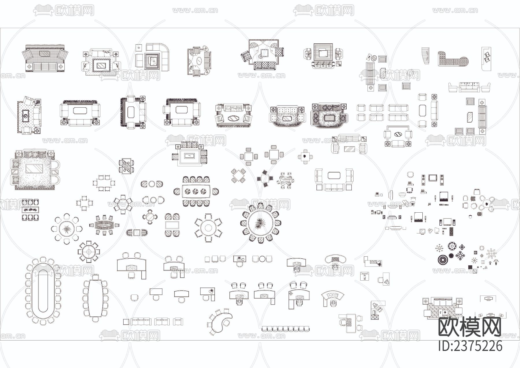 室内常用平立面CAD图库下载（渲染图2）