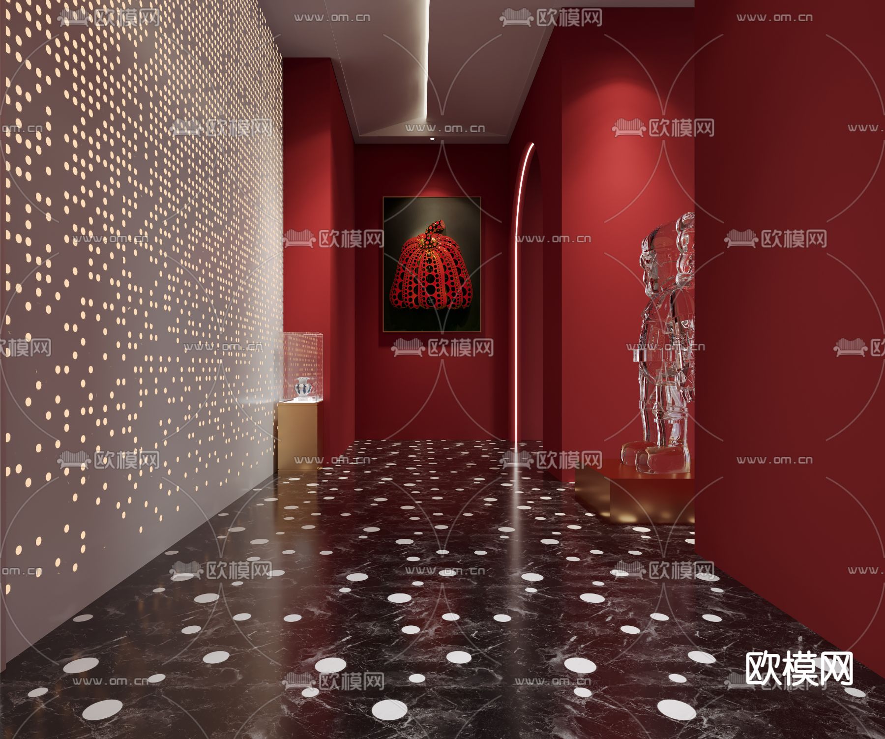 现代酒店大堂走廊3d模型