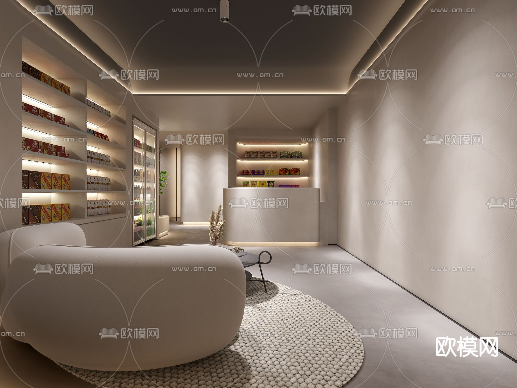 侘寂麻将馆走廊 过道3d模型下载（渲染图2）